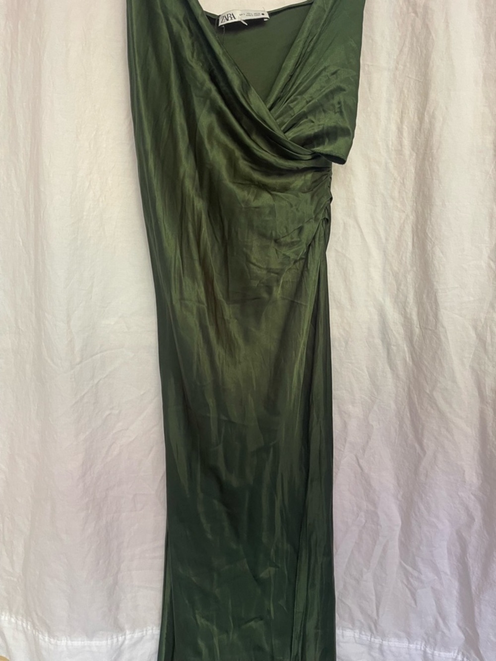 Zara Satin Slip Dress Ruched Side Midi Maxi Cocktail & Evening Wear Size L NEW - Picture 15 of 16